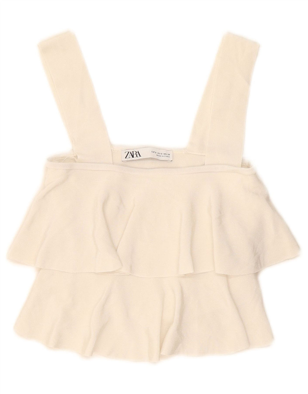 Zara ženska majica s kratkim rukavima s volanima UK 8 Small off white viskoza