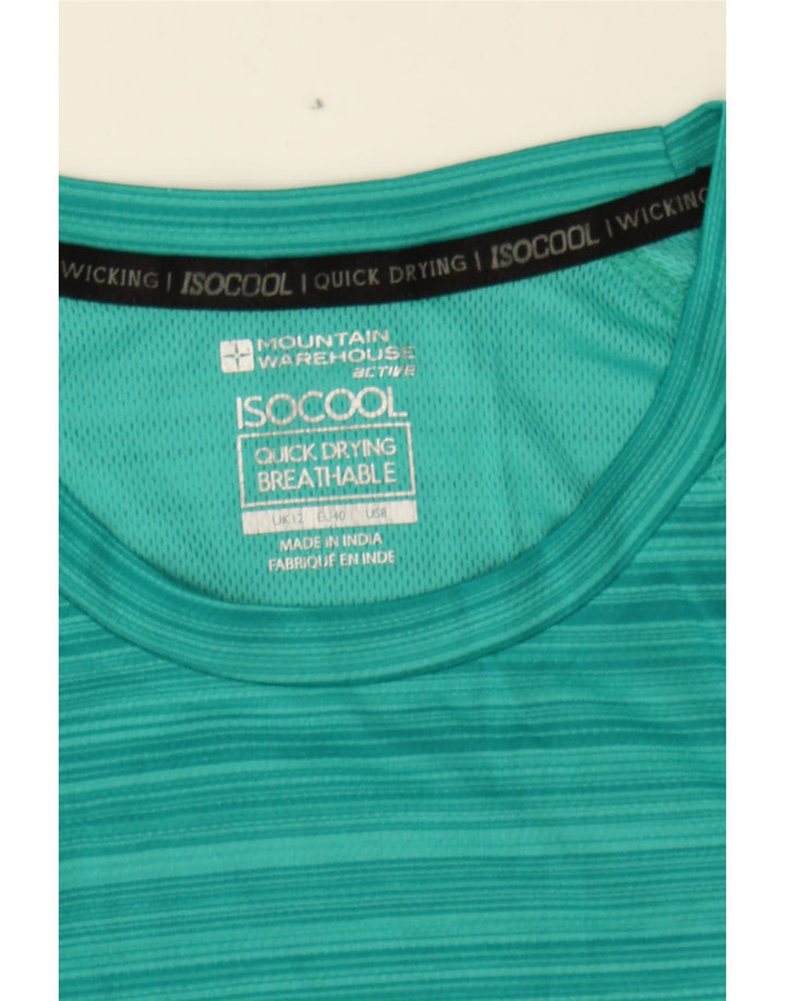 MOUNTAIN WAREHOUSE Womens T-Shirt Top UK 12 Medium  Turquoise Striped Vintage Mountain Warehouse and Second-Hand Mountain Warehouse from Messina Hembry 