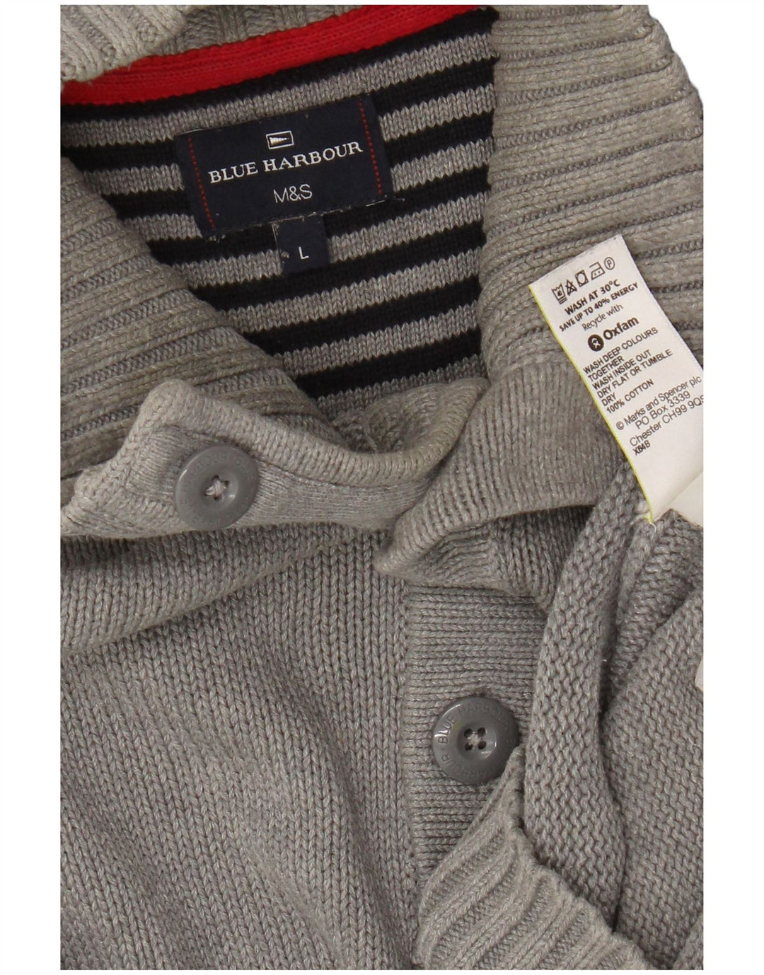 Marks & Spencer muški plavi pulover s dugmadima i ovratnikom, sivi