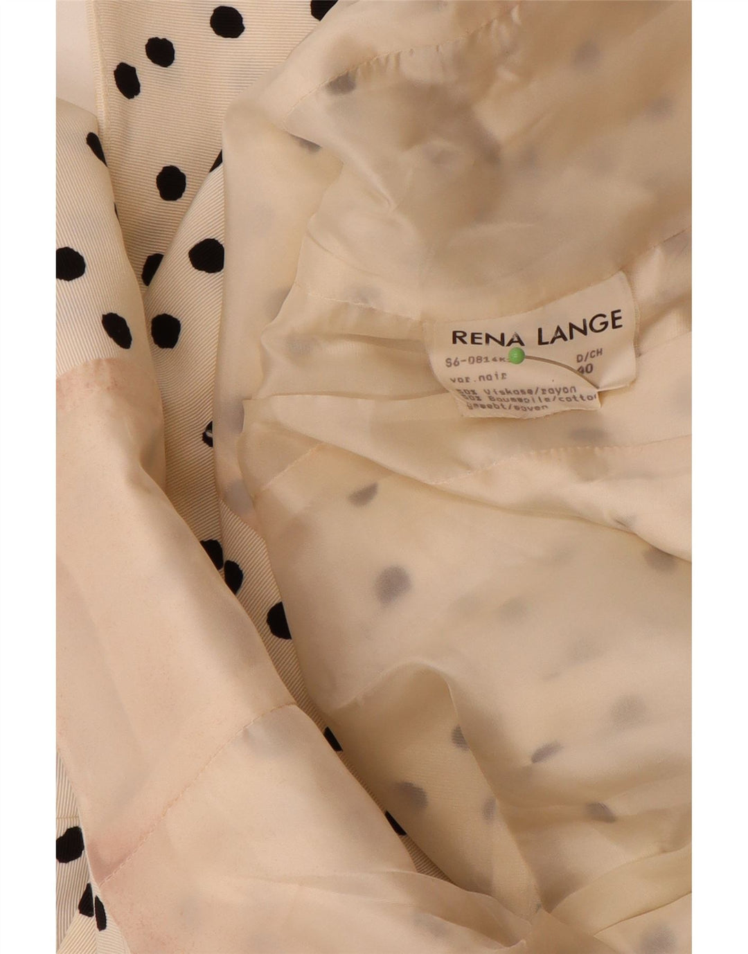 RENA LANGE Womens 4 Button Blazer Jacket EU 40 Medium Off White Polka Dot