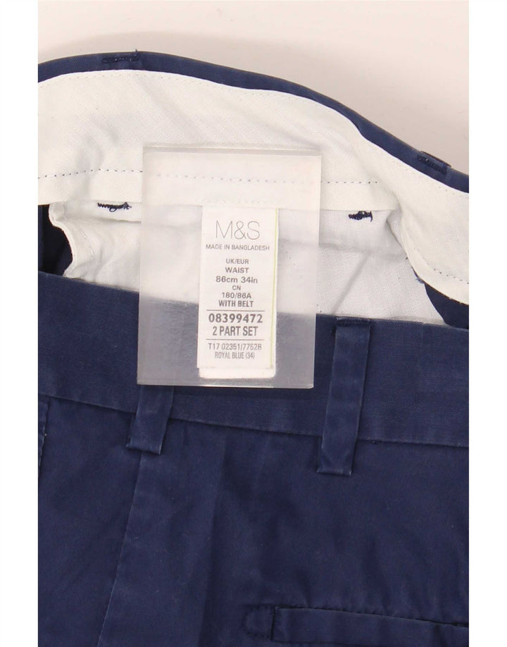 Marks & Spencer muške chino kratke hlače W34 veliki plavi pamuk