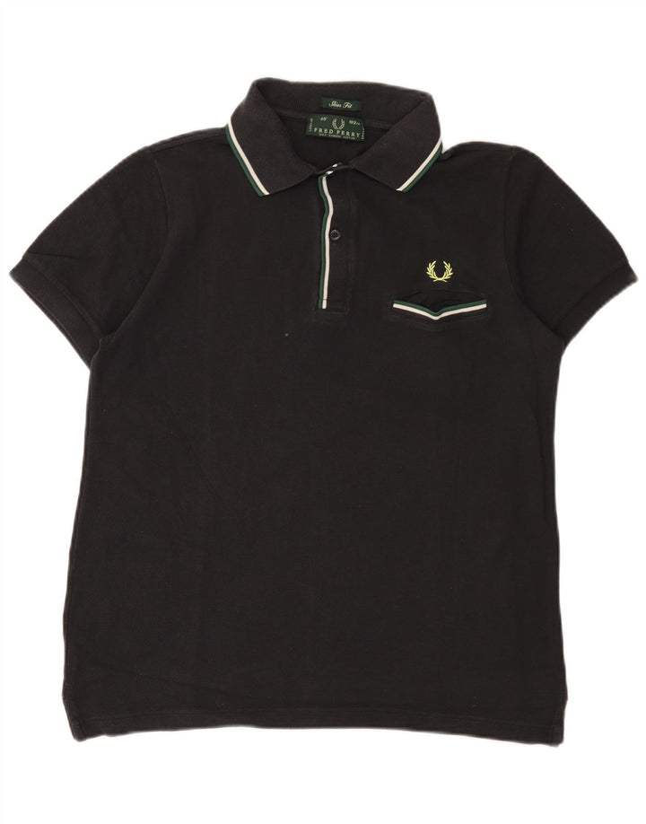 Fred Perry muška uska polo majica Srednje crni pamuk