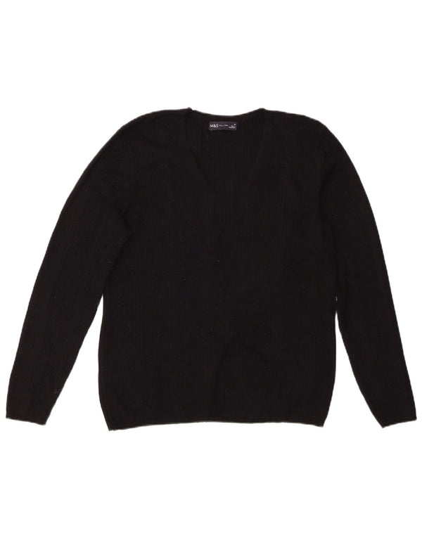 Marks & Spencer ženski džemper s V-izrezom UK 14 Srednja crna viskoza