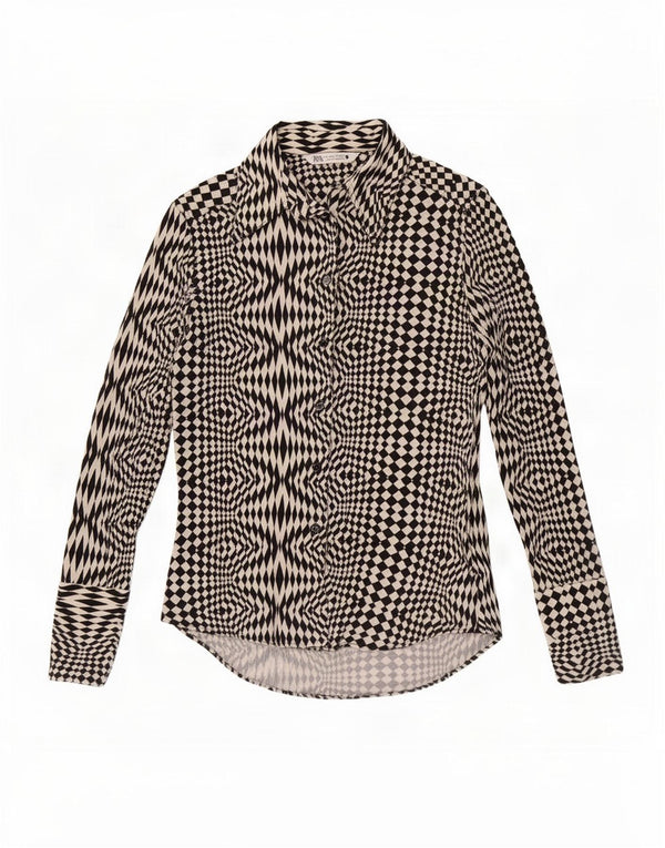 Zara ženska košulja bluza UK 12 srednji crni geometrijski poliester