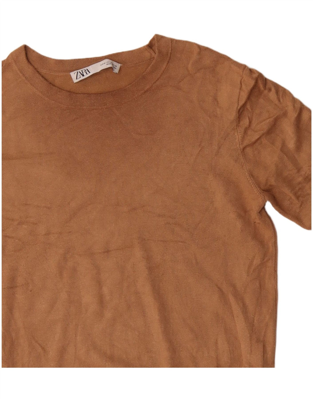 ZARA ženski džemper s veznim izrezom UK 12 Srednje smeđa viskoza