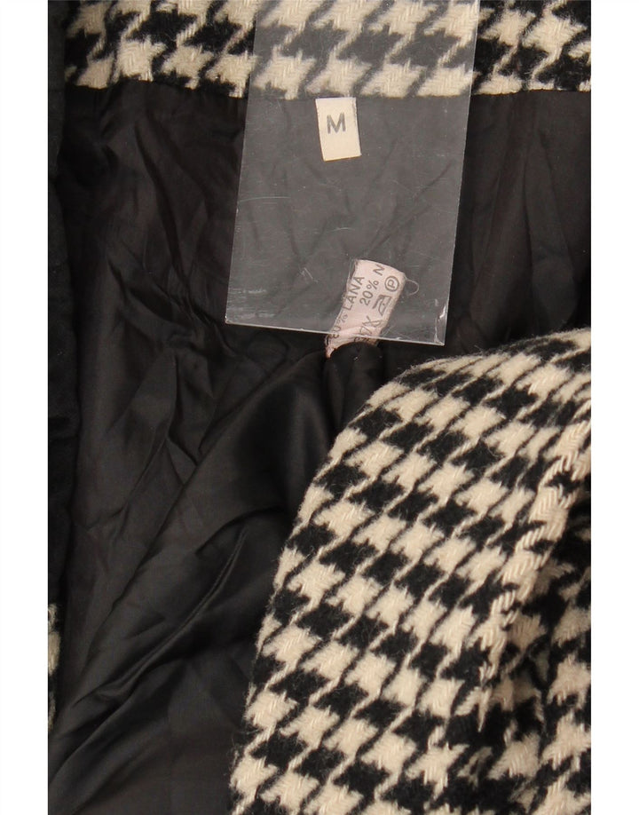 VINTAGE ženska prevelika jakna sakoa UK 14 srednje crna houndstooth