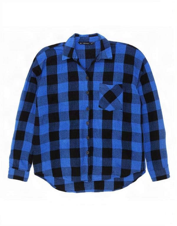 Zara ženska prevelika košulja od flanela UK 16 Large Blue Gingham viskoza