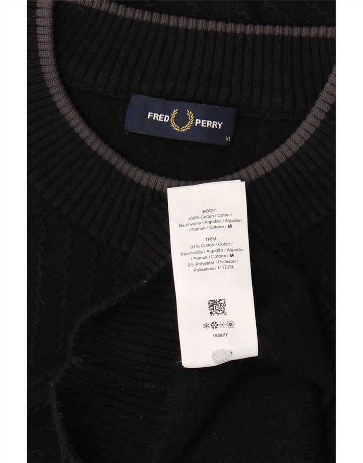 Fred Perry muški pulover s okruglim izrezom XL crni pamuk
