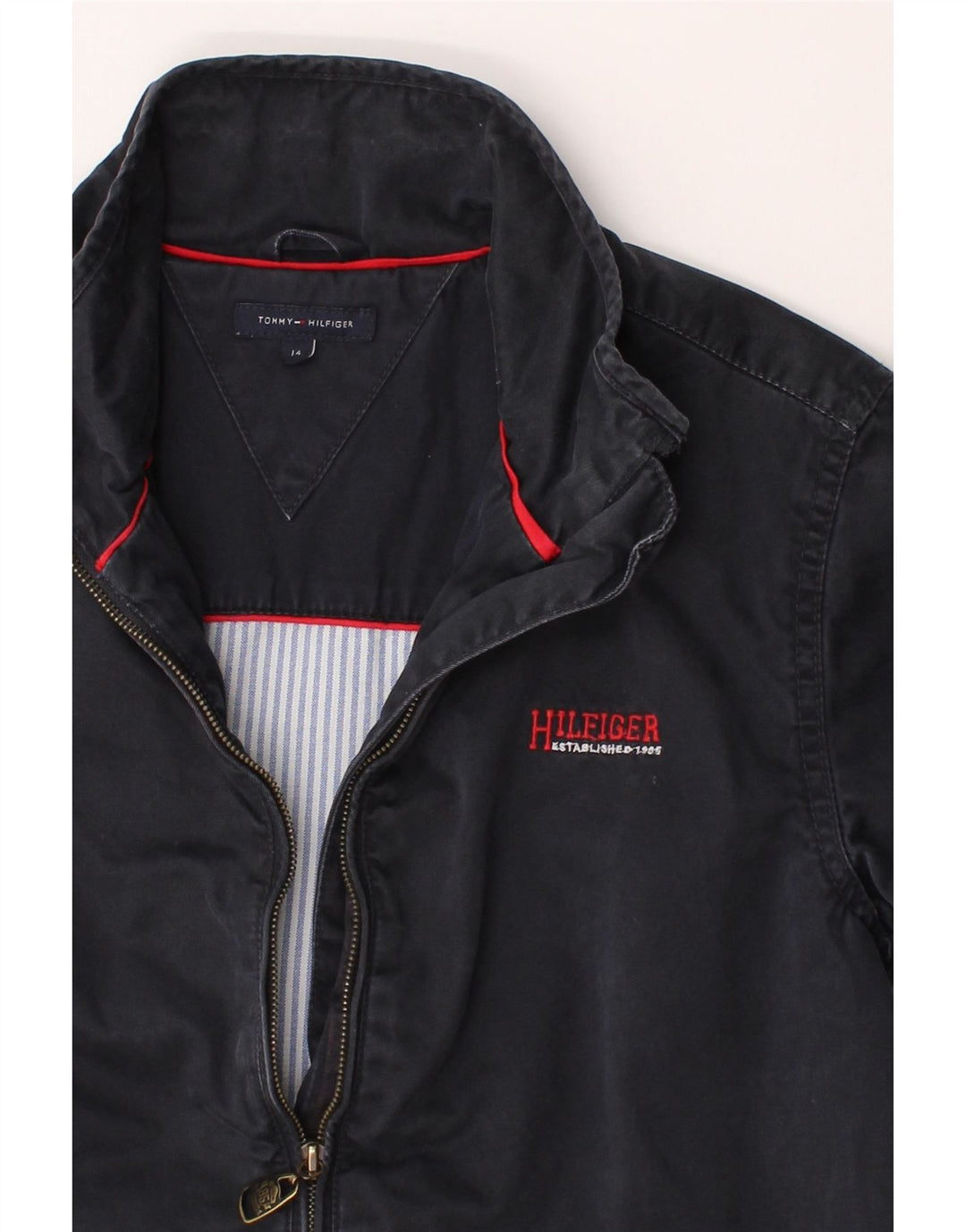 TOMMY HILFIGER Boys Bomber Jacket 13-14 Years Navy Blue Cotton Vintage Tommy Hilfiger and Second-Hand Tommy Hilfiger from Messina Hembry 