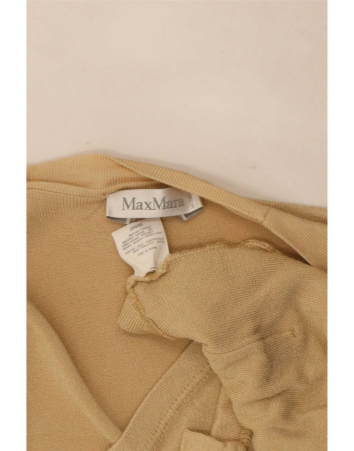 Max Mara ženski otvoreni kardigan pulover kratkih rukava UK 14 Srednje bež