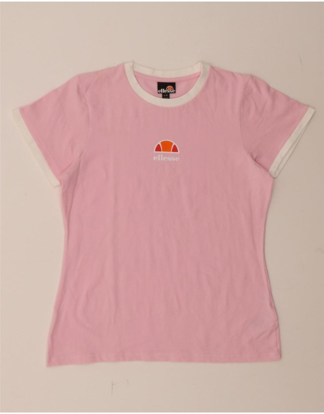 ELLESSE Womens T-Shirt Top UK 14 Medium Pink Cotton Vintage Ellesse and Second-Hand Ellesse from Messina Hembry 