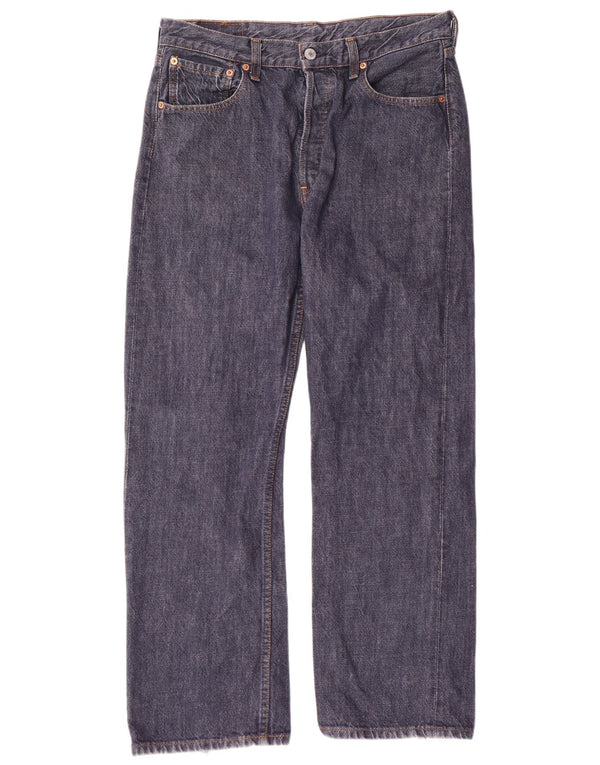 LEVI'S Mens 501 Straight Jeans W34 L30 Navy Blue Cotton