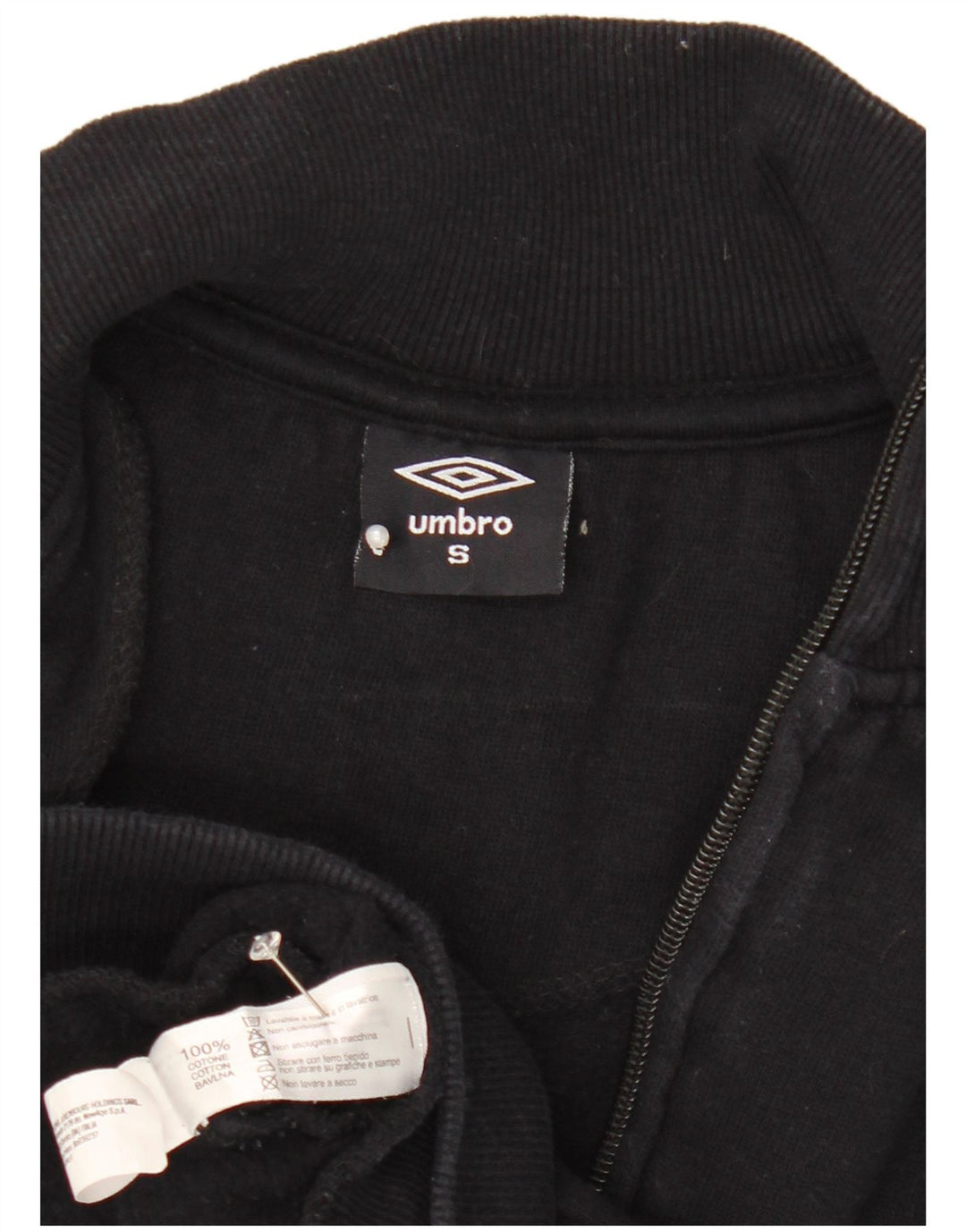 UMBRO Womens Tracksuit Top Jacket UK 10 Small Black Cotton