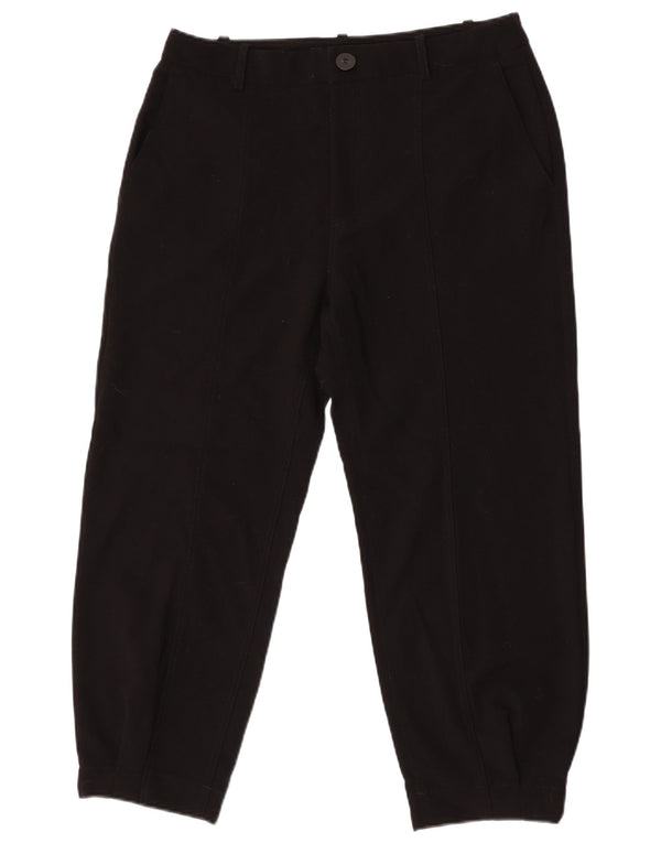 Zara Womens High Waist Joggers Cropped Trousers Large W30 L25 Black