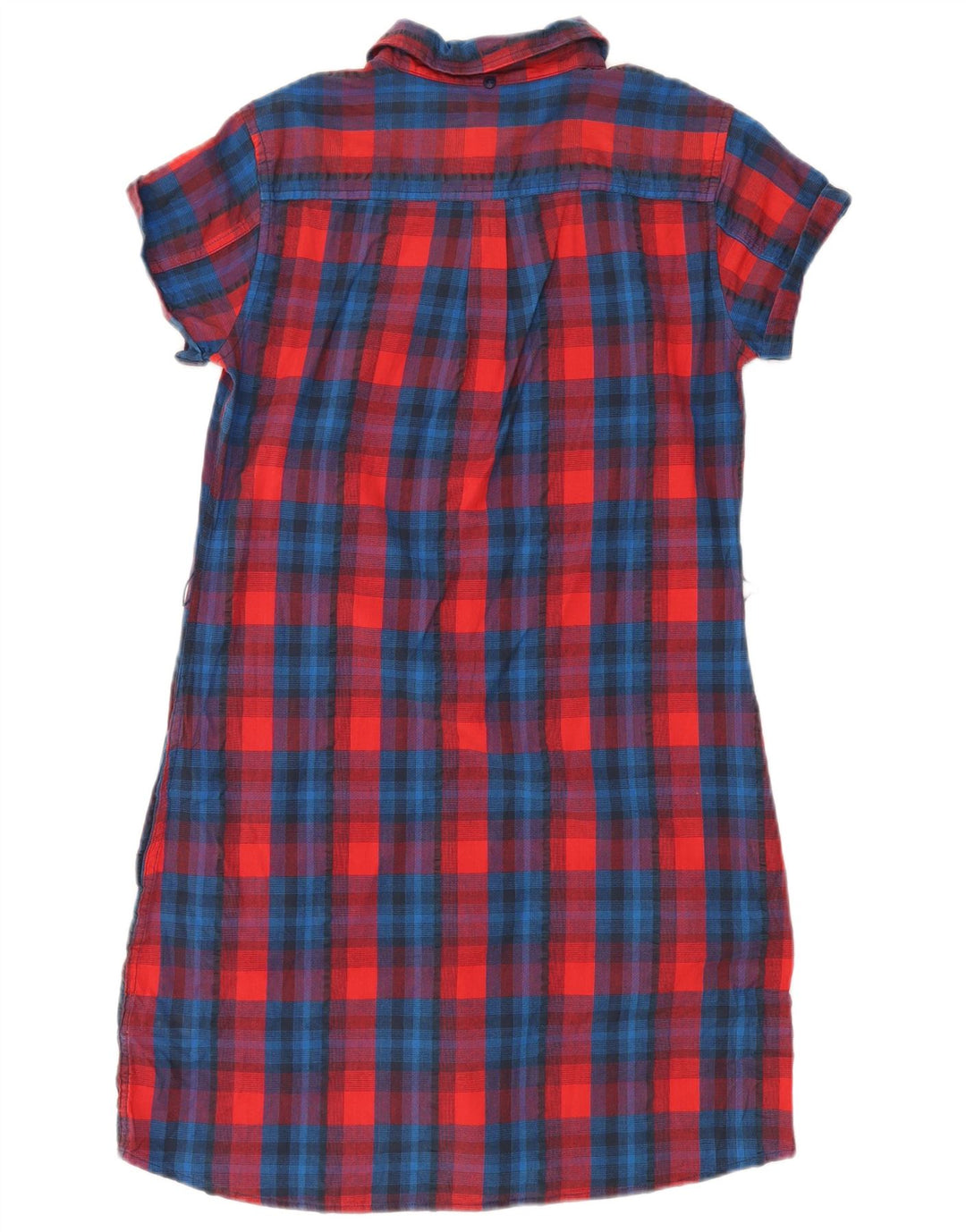 Lee ženska haljina košulja kratkih rukava UK 12 Srednje crveno karirani pamuk