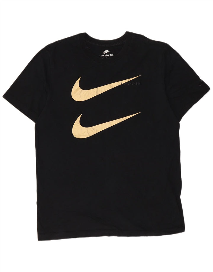 Nike Mens Swoosh Graphic T-Shirt Top srednje crni pamuk