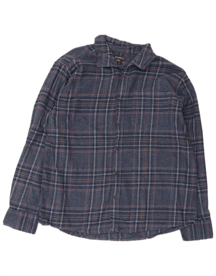 Eddie Bauer muška flanelska košulja XL plavi karirani pamuk