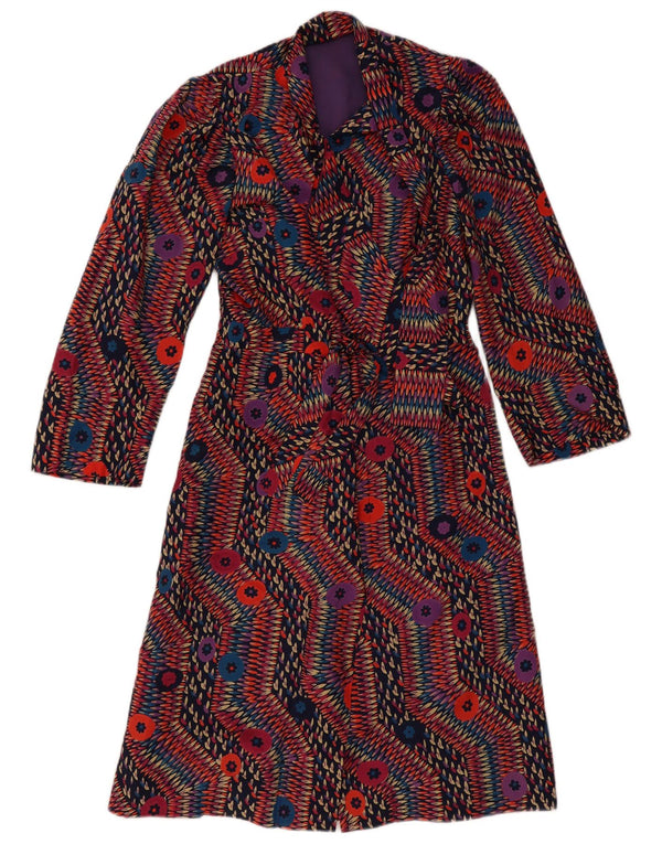 Vintage ženska haljina s dugim rukavima na omot UK 12 srednje raznobojna geometrijska