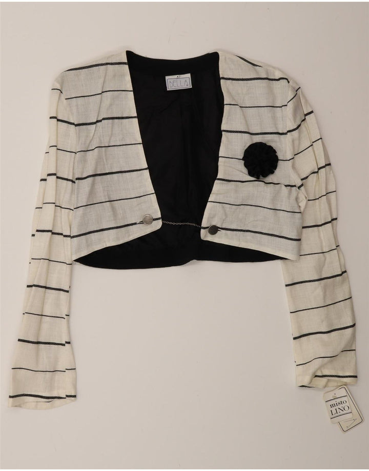 Vintage ženski bolero sako s dvostrukim kopčanjem IT 44 srednje bijele pruge