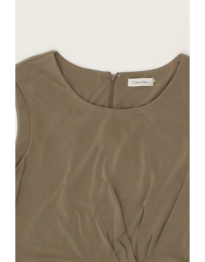 CALVIN KLEIN Womens Bodycon Dress US 10 Large Khaki Polyester Vintage Calvin Klein and Second-Hand Calvin Klein from Messina Hembry 