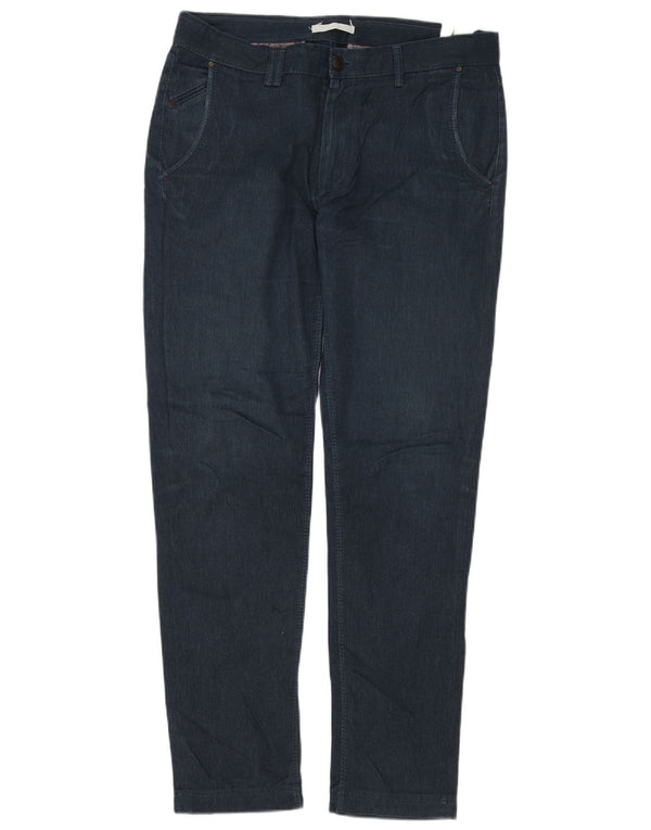 Zara Mens Slim Chino Trousers EU 42 Large W32 L32 Navy Blue Cotton