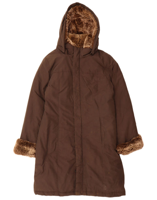 Woolrich ženski podstavljeni kaput s kapuljačom UK 16 Veliki smeđi pamuk