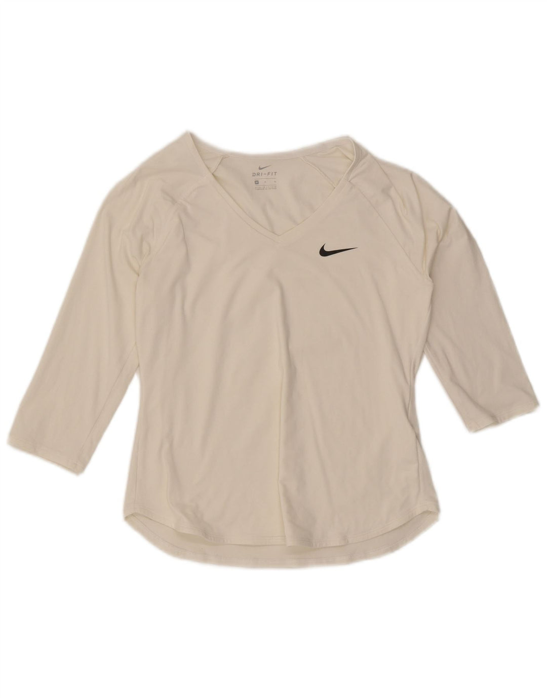 Nike Ženska Dri Fit Top majica s 3/4 rukavima UK 12 Srednji bijeli poliester