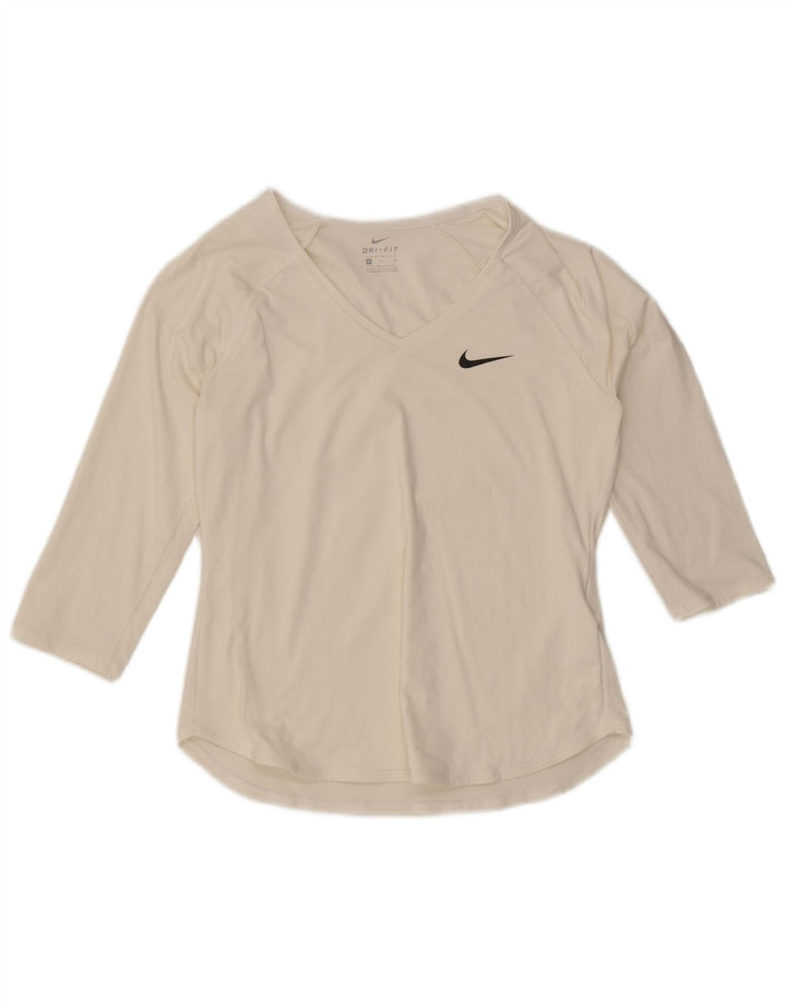 Nike Ženska Dri Fit Top majica s 3/4 rukavima UK 12 Srednji bijeli poliester