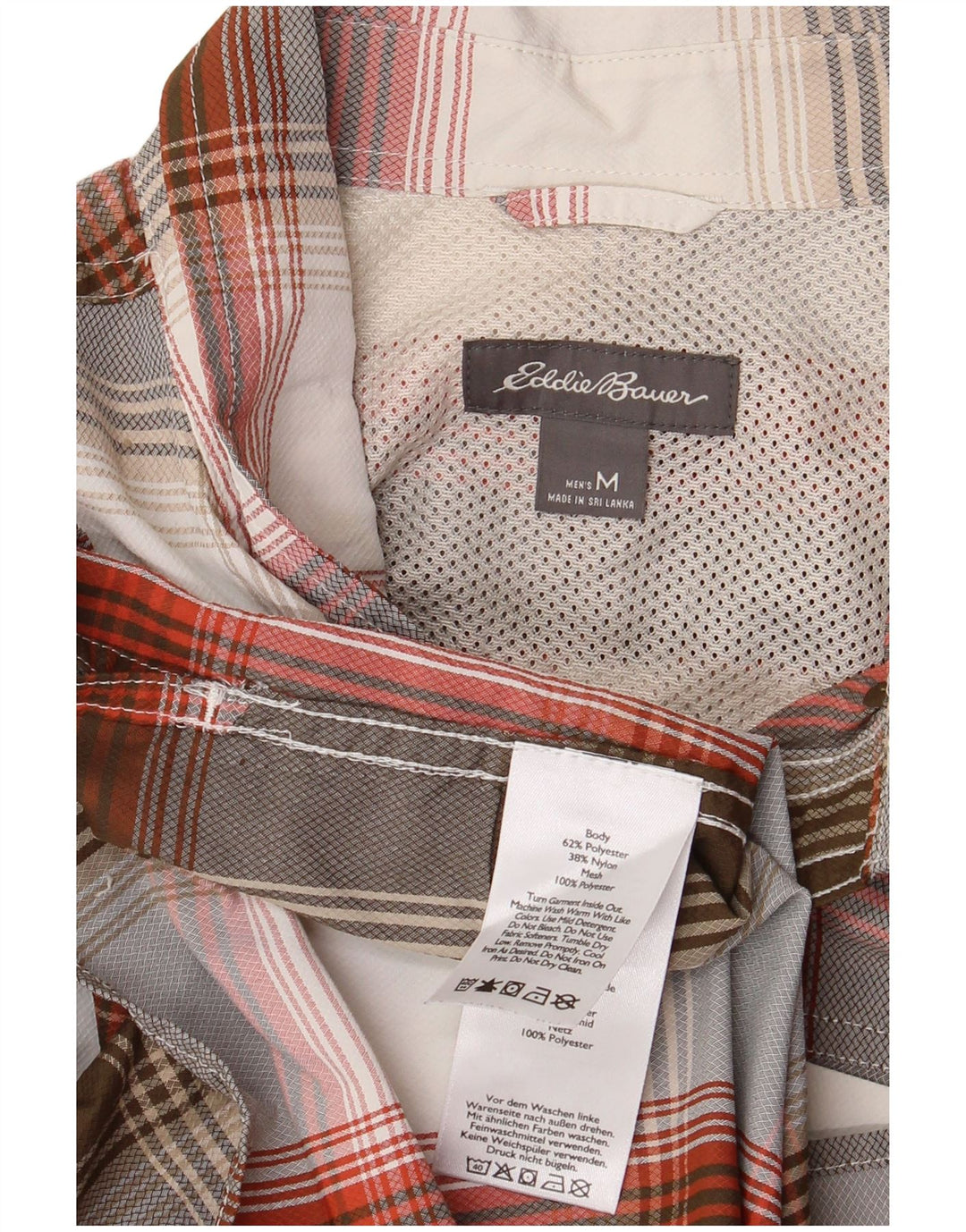 Eddie Bauer muška košulja kratkih rukava srednje sivi karirani poliester