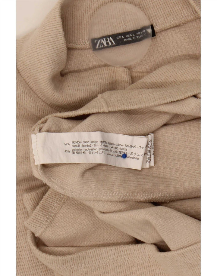 Zara ženska duga haljina UK 16 Large Beige Cotton
