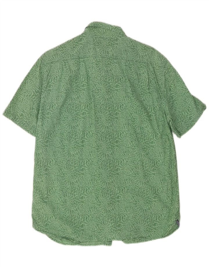 L.L.BEAN Mens Slightly Fitted Abstract Pattern Shirt Medium Green Vintage L.L.Bean and Second-Hand L.L.Bean from Messina Hembry 