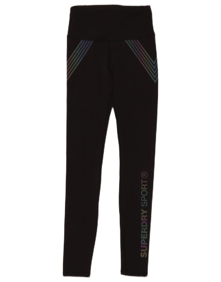 SUPERDRY ženske grafičke tajice UK 6 male crne poliesterske