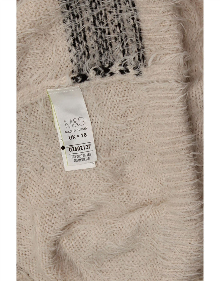 Marks & Spencer ženski pulover s rol izrezom UK 16 Veliki bež karirani