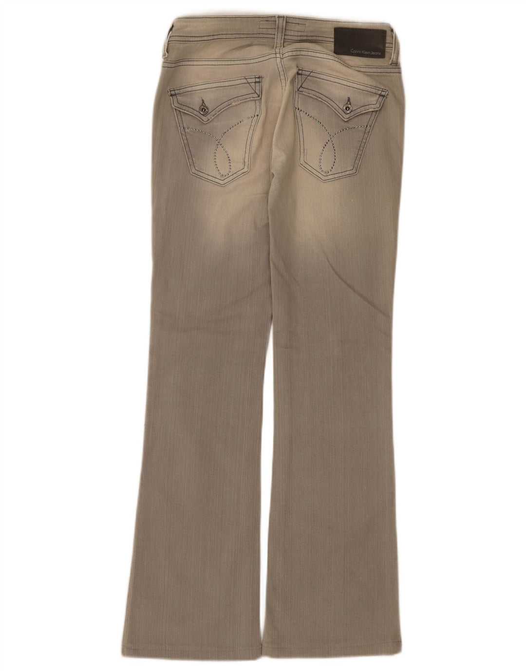 Ženske traperice Calvin Klein Bootcut W26 L30 sivi pamuk