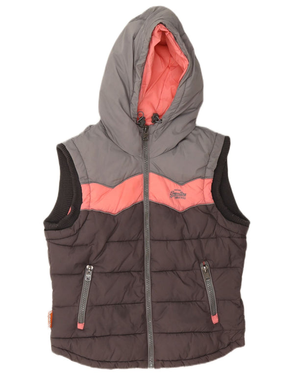 Superdry ženska jakna s kapuljačom i podstavljenom majicom UK 12 srednje sive boje od najlona
