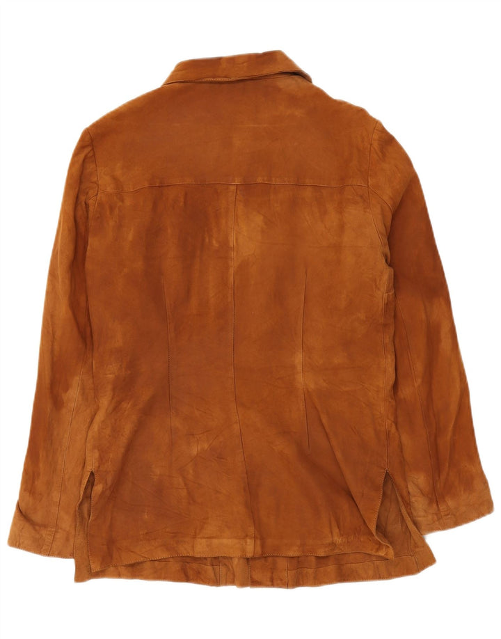 Vintage ženska jakna od brušene kože UK 12 srednje smeđa kožna klasična