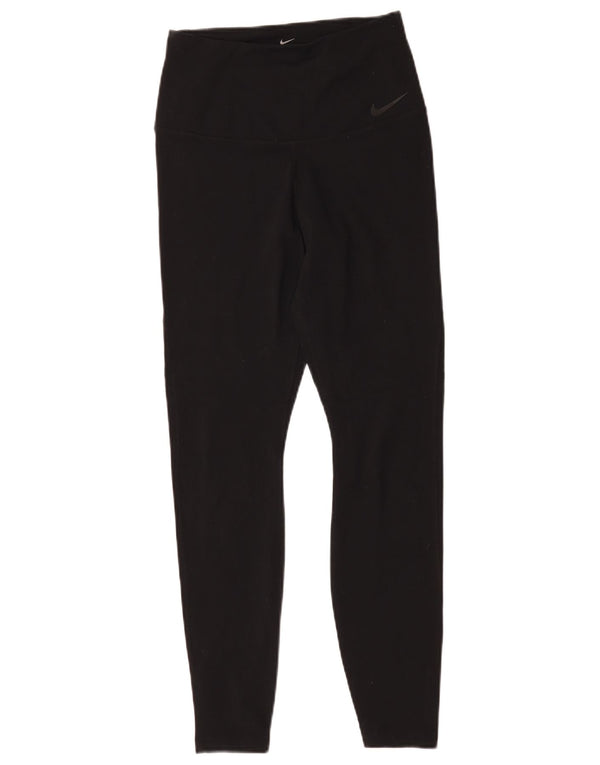 Nike Ženske Dri Fit Leggings UK 12 srednje crne najlonske