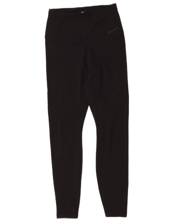 Nike Ženske Dri Fit Leggings UK 12 srednje crne najlonske
