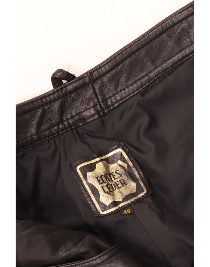Vintage ženske kožne hlače s bootcutom W28 L30 crna koža