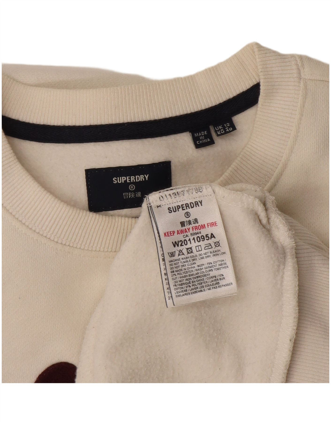 Superdry ženski džemper prekomjerne majice s grafičkim motivima UK 12 srednje bijele boje