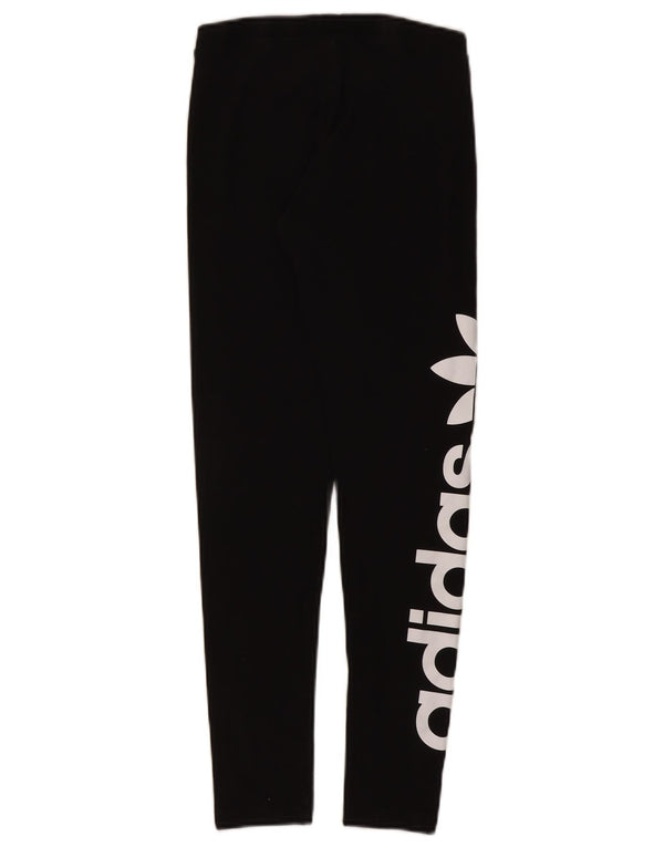 Adidas Womens Graphic Leggings UK 10 Small Black Cotton