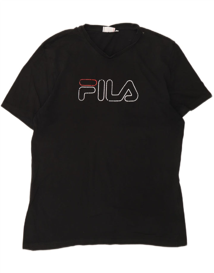 FILA Mens Graphic T-Shirt Top Medium Black Cotton Vintage Fila and Second-Hand Fila from Messina Hembry 