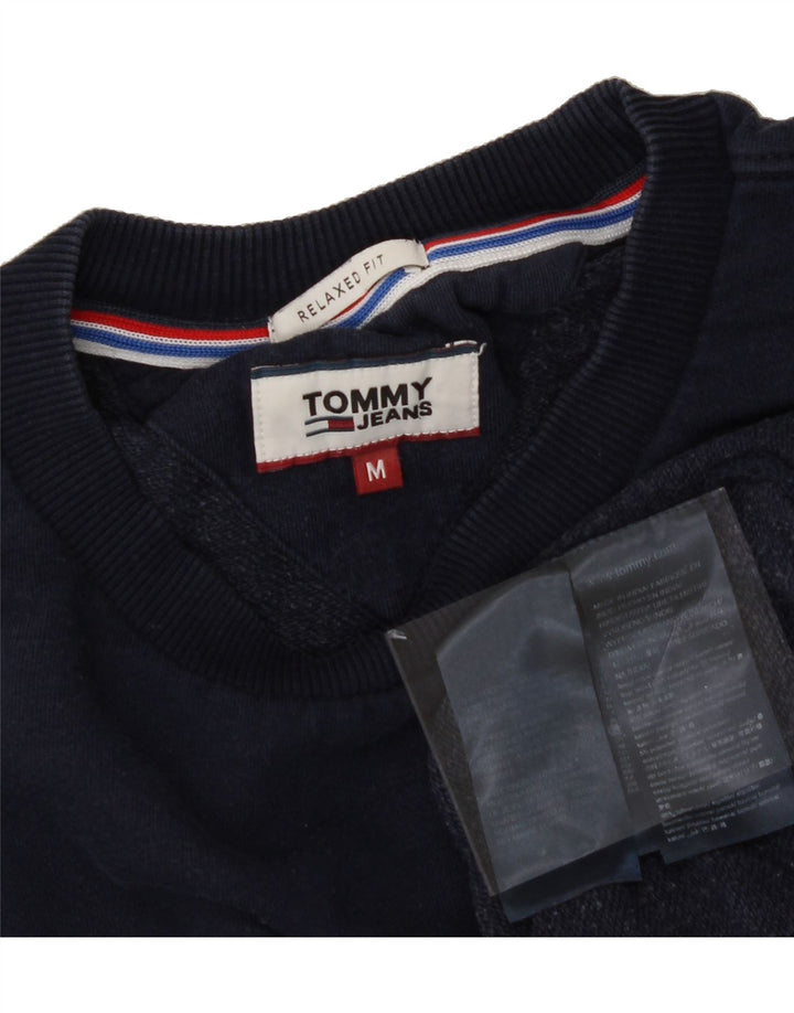 TOMMY HILFIGER Mens Graphic Relaxed Fit Sweatshirt Jumper Medium Navy Blue Vintage Tommy Hilfiger and Second-Hand Tommy Hilfiger from Messina Hembry 