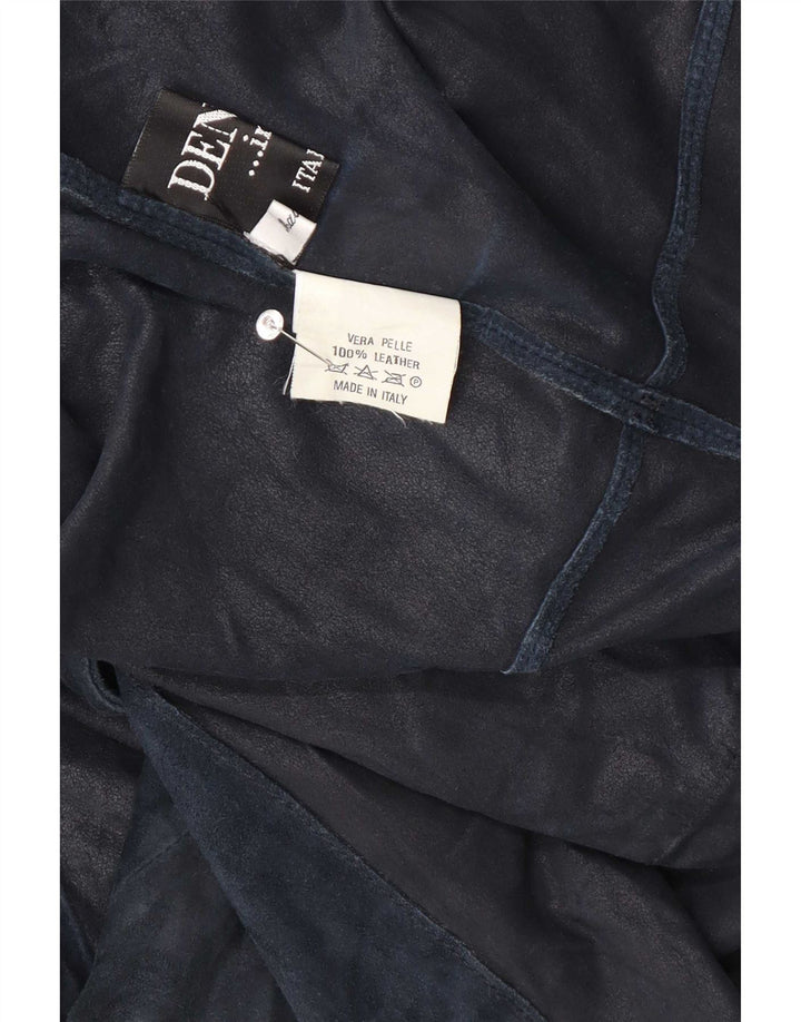 Vintage ženska jakna od brušene kože UK 18 XL tamnoplava koža