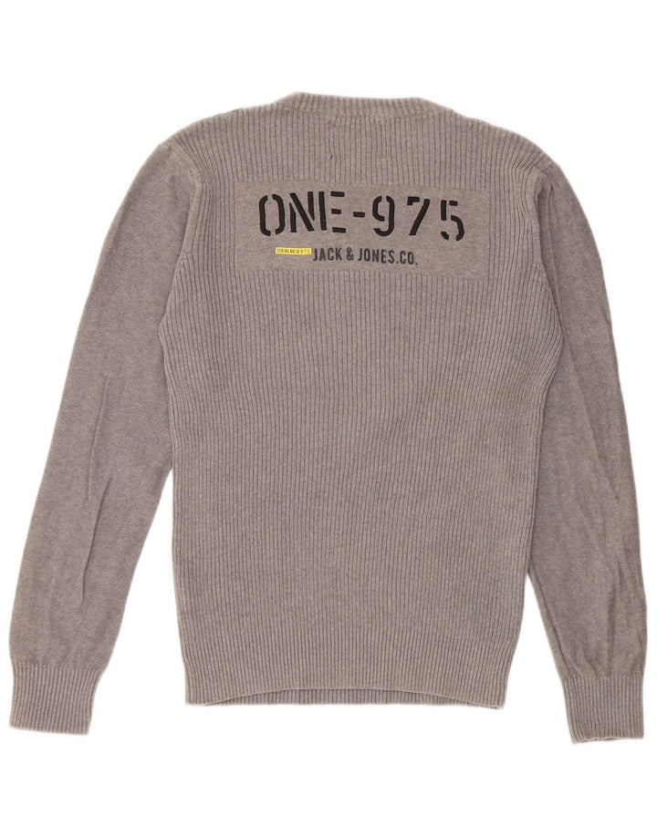 JACK & JONES muški džemper s okruglim izrezom, srednje sivi pamuk