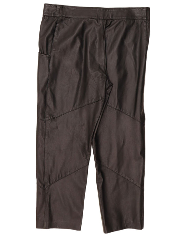 VINTAGE ženske ravne kožne hlače IT 50 Large W38 L29 crne