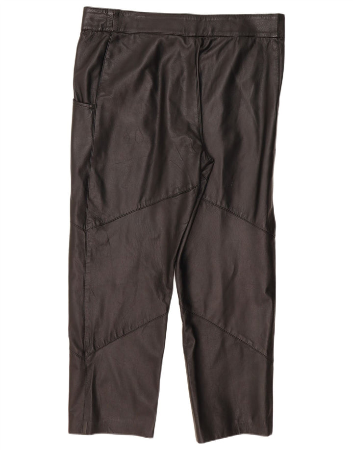 VINTAGE ženske ravne kožne hlače IT 50 Large W38 L29 crne