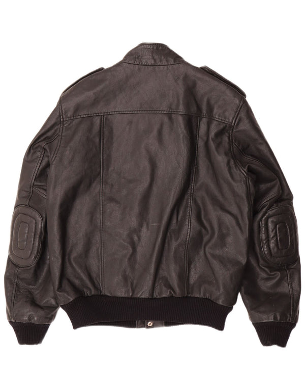 VINTAGE muška vojna kožna jakna IT 54 2XL crna koža