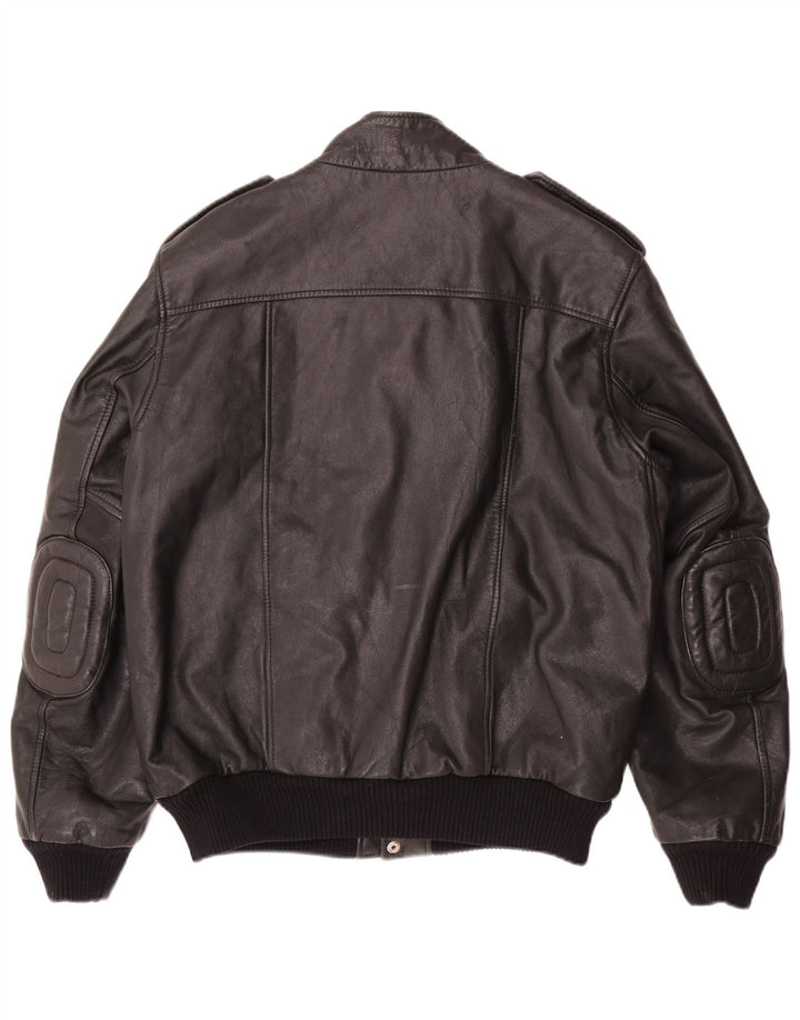 VINTAGE muška vojna kožna jakna IT 54 2XL crna koža