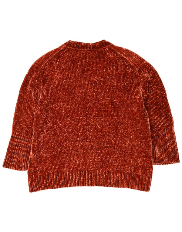 Zara Womens Oversized V-Neck Jumper Sweater UK 10 Small Brown Polyester